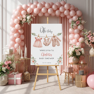 Oh Baby Pink Floral Dankeskarte