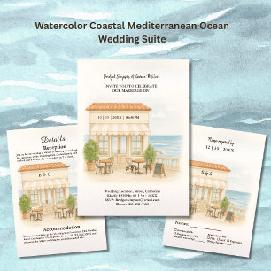 Hochzeit am Mittelmeer, Aquarellplatz Begleitkarte
