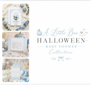 Ein kleines Boo Baby Shower Blau Halloween Dankeskarte