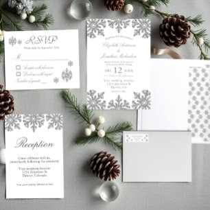 Silver Snowflake Winter Wedding Einladung