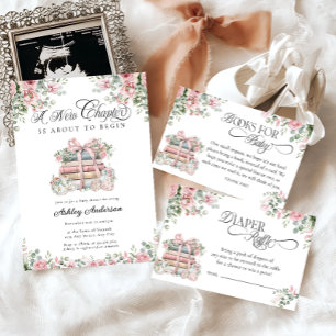 Neue Kapitel Floral Baby Duschbücher für Baby Begleitkarte