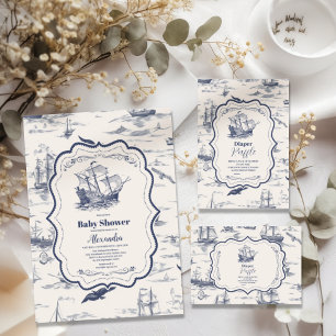 Boat Toile Nautical Baby Dusche Einladung