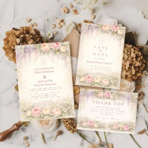 Brautstrauß Wisteria Rosen Garten Hochzeit Save The Date