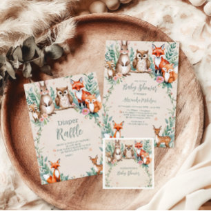 Moderne Waldtiere Waldsäulendusche Einladung