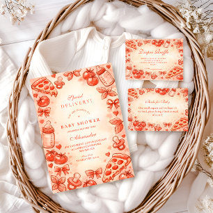 Spezial-Lieferung Pizza Baby Shower Windel-Raffle Begleitkarte