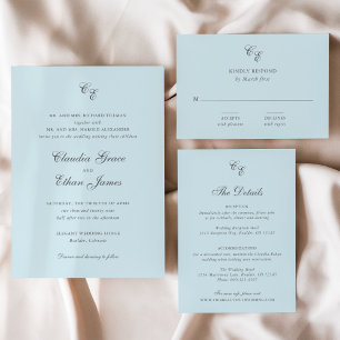 Claudia Powder Blue Elegante Wedding Einladung