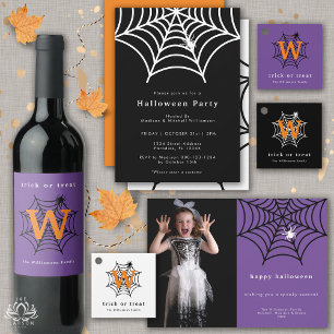 Happy Halloween Spooky Spider Web Foto Template Feiertagskarte