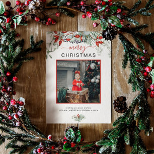 Botanisches Foto Wasserfarben Feiertagskarte