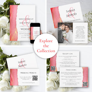 Chic Coral Pink Hochzeitskarte Save the Date