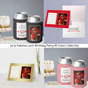 50 und fabelhaftes Foto Rot 50. Geburtstag Weiß Ro Einladung