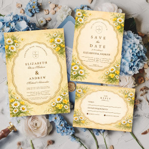 Vintage Gartzeit-Hochzeit mit Gänseblümchen Dankeskarte