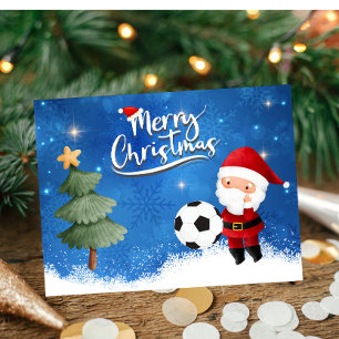 Fußball-Weihnachten mit Fußball und Weihnachtsmann Keramik Ornament