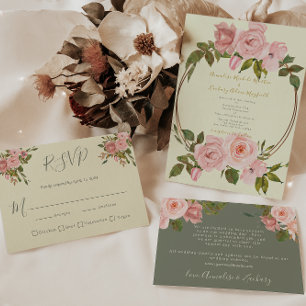 Rosa-Sage-Grün-Floral-Hochzeits-RSVP-Karte RSVP Karte