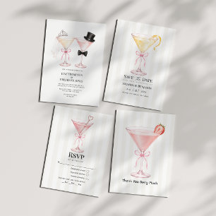 Elegante Braut Bräutigam Martini Cocktail Hochzeit Einladung