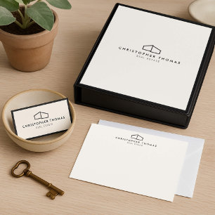 Modernes Zuhause-Logo Real Anwesen Elfenbeinfarben Visitenkarte