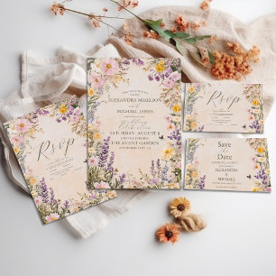 Elegant Boho Wildblume Wedding Begleitkarte