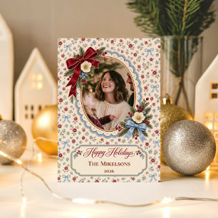 Foto Romantische Kokette Grandmillennial Weihnacht Geschenkpapier