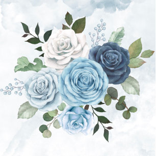 Dusty Blue Watercolor Rustic Floral Couples Dusche Einladung