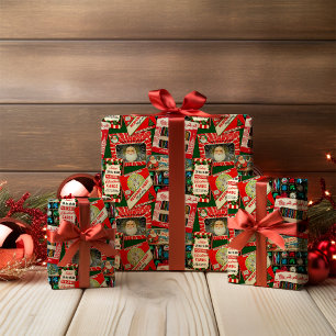 Retro Vintage Weihnachtskarten Collage Geschenkpapier Set