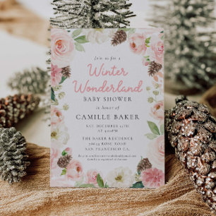 Oh Baby Winter Pink Girl Babydusche Einladung