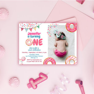Donut Birthday Invitation Sweet TWO Einladung