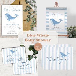 Watercolor Blue Whale Baby Shower Magne Einladung