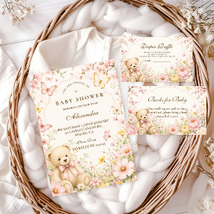 Skurriler floraler Teddybär Baby Shower Serviette