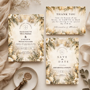 Elegante Winterhochzeit RSVP Karte