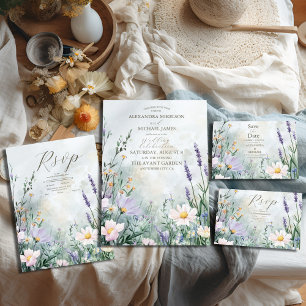 Elegante Wildblume Meadow Blush Pink Wedding RSVP Karte