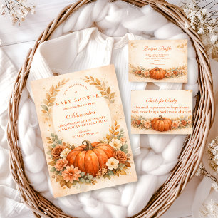 Kleine Kürbis Herbst Baby Shower Windelraffel Begleitkarte