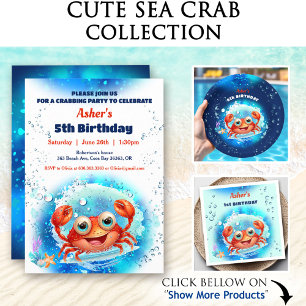 Crab Pool Blue 1. Geburtstag Party Junge Custom Ag Pappteller