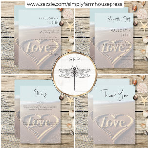 Moderner Strand mit Heart Vellum Style Wedding Save The Date