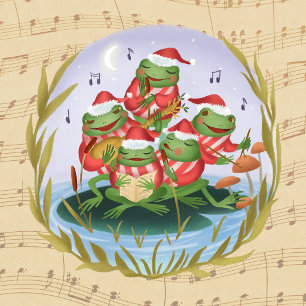 Weihnachtsmusik Frösche Postkarte