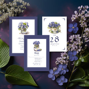 Future Dusk Common Abend Primrose Floral Wedding RSVP Karte