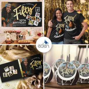 50. Geburtstag Foto-Skript silber schwarz Geschenkpapier