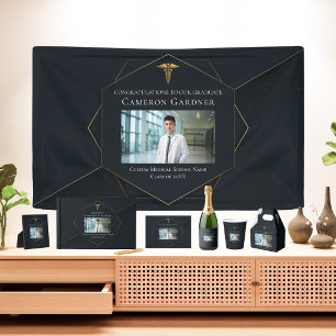 Chic Black Gold Medical School Foto Abschluss Ankündigung