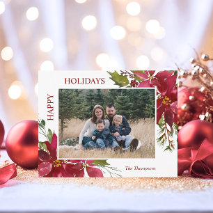 Watercolor Red Poinsettia Erster Weihnachtsmann Fr Keramik Ornament