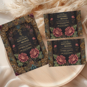 Foto Floral Viktorianisch Gothic Hochzeit Dankeskarte