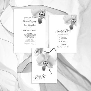 Schwarze und weiße Orchideen Hochzeitstag speicher Save The Date