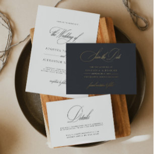 Elegant Dark Navy Gray Save the Date Folien Feiertagspostkarte