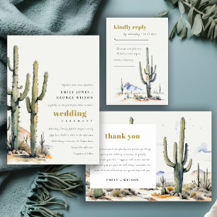 Eleganter Western Cactus Wüste Landscape Wedding RSVP Karte