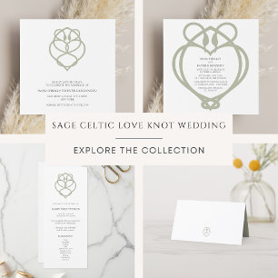 Sage Green Celtic Irish Swan Liebe Knot Wedding Programm