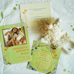 Romantische Lime Green Wedding Einladung