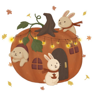 Phantastischer Herbst: Bunny & Pumpkin Dankeskarte