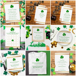 Stilvolle Gold Foil St. Patrick's Day Baby Shower Einladung