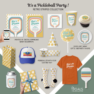 Pickleball-Party Pickle Retro-Regenbogenstreifen Pappteller