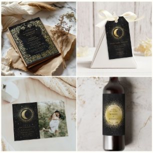 Celestial Midnight Black Gold ändern das Datum Postkarte