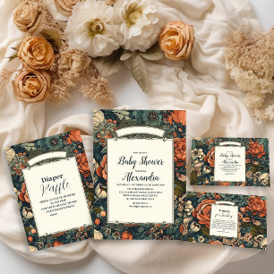 Vintage Blume Kinderdusche Einladung