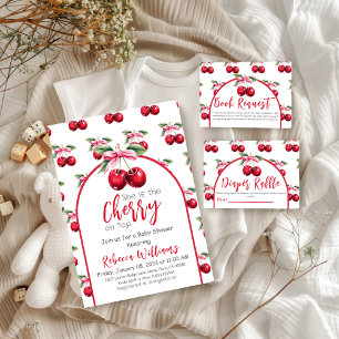 Cherry auf Top Coquette Pink Bow Girl Babydusche Einladung