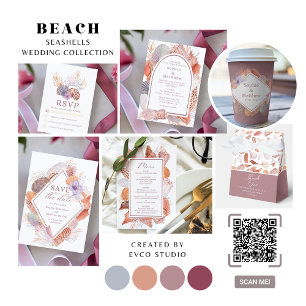 Beach Seashells Wasserfarben Coastal Chic Hochzeit Geschenkschachtel